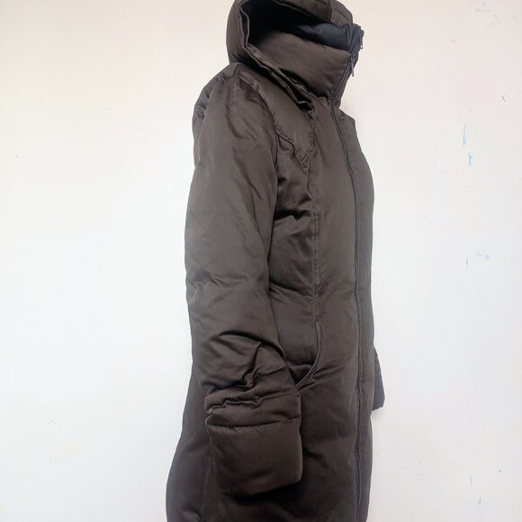 Soia & Kyo Mid Length Down Parka Coat, Chocolate Brown Size Small - Picture 2 of 9
